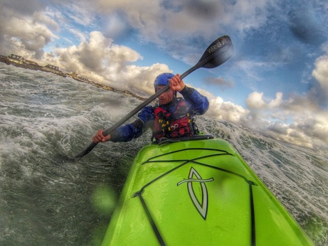 David Horka kayaking the Dagger Katana