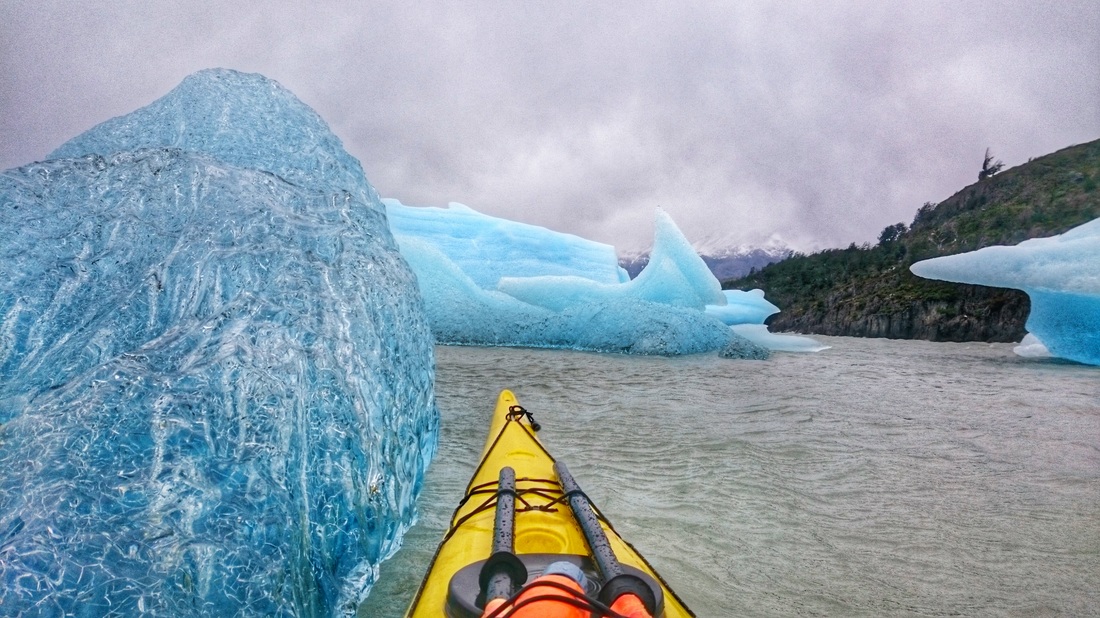 David Horkan Kayking with Ice bergs Patagonia