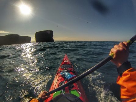 David Horkan sea kayaking Downpatrick Head, Ireland